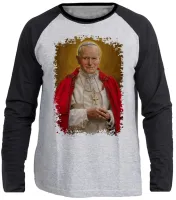 Camiseta manga longa Infantil ou Adulto Papa João Paulo Jesus Cristo - Foto 3