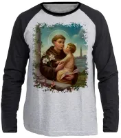 Camiseta manga longa Infantil ou Adulto Santo Antonio Jesus Cristo - Foto 3
