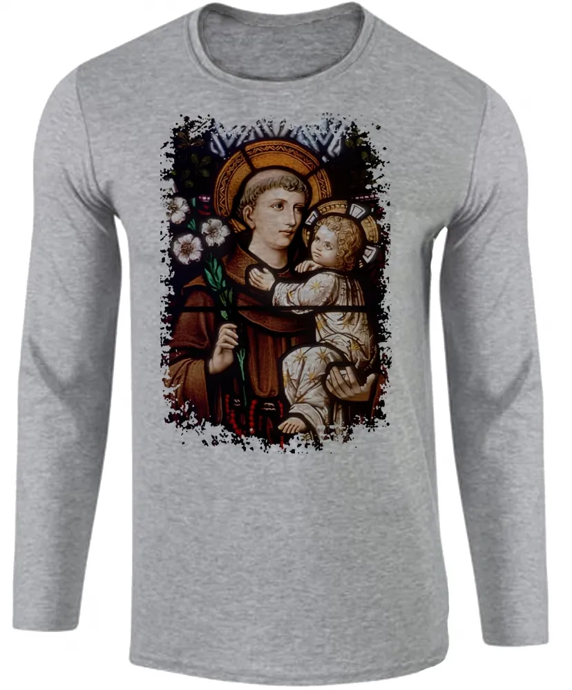 Camiseta manga longa Infantil ou Adulto Santo Antonio vitral Imagem