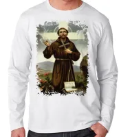 Camiseta manga longa Infantil ou Adulto São Francisco Assis Jesus Cristo - Foto 3
