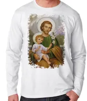 Camiseta manga longa Infantil ou Adulto São Jose Jesus Cristo - Foto 2