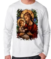Camiseta manga longa Infantil ou Adulto São Jose Jesus Vitral - Foto 3