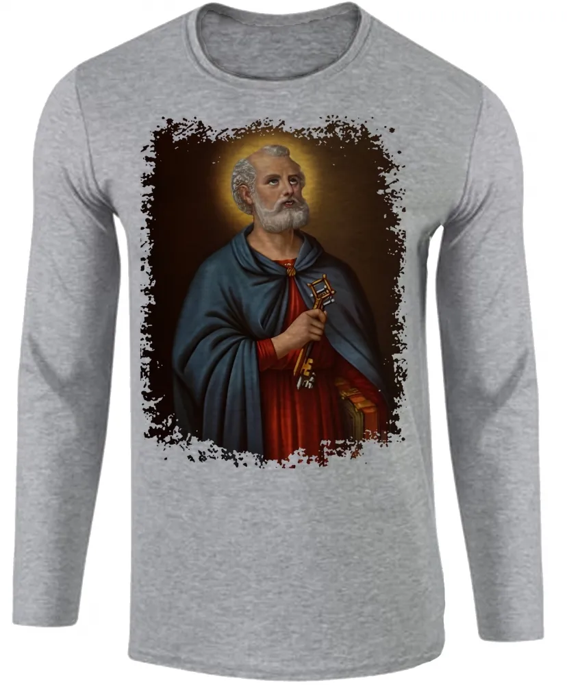 Camiseta manga longa Infantil ou Adulto São Pedro Santo Jesus Imagem