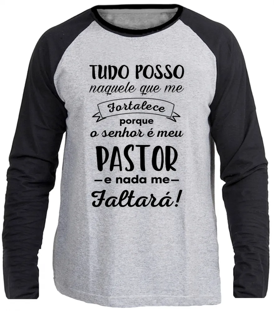 Camiseta manga longa Infantil ou Adulto Senhor meu Pastor Jesus Cristo