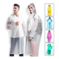 Capa Protetora De Chuva Unissex Reutilizável Resistente Com Capuz P/ Passeio Festas Impermeável