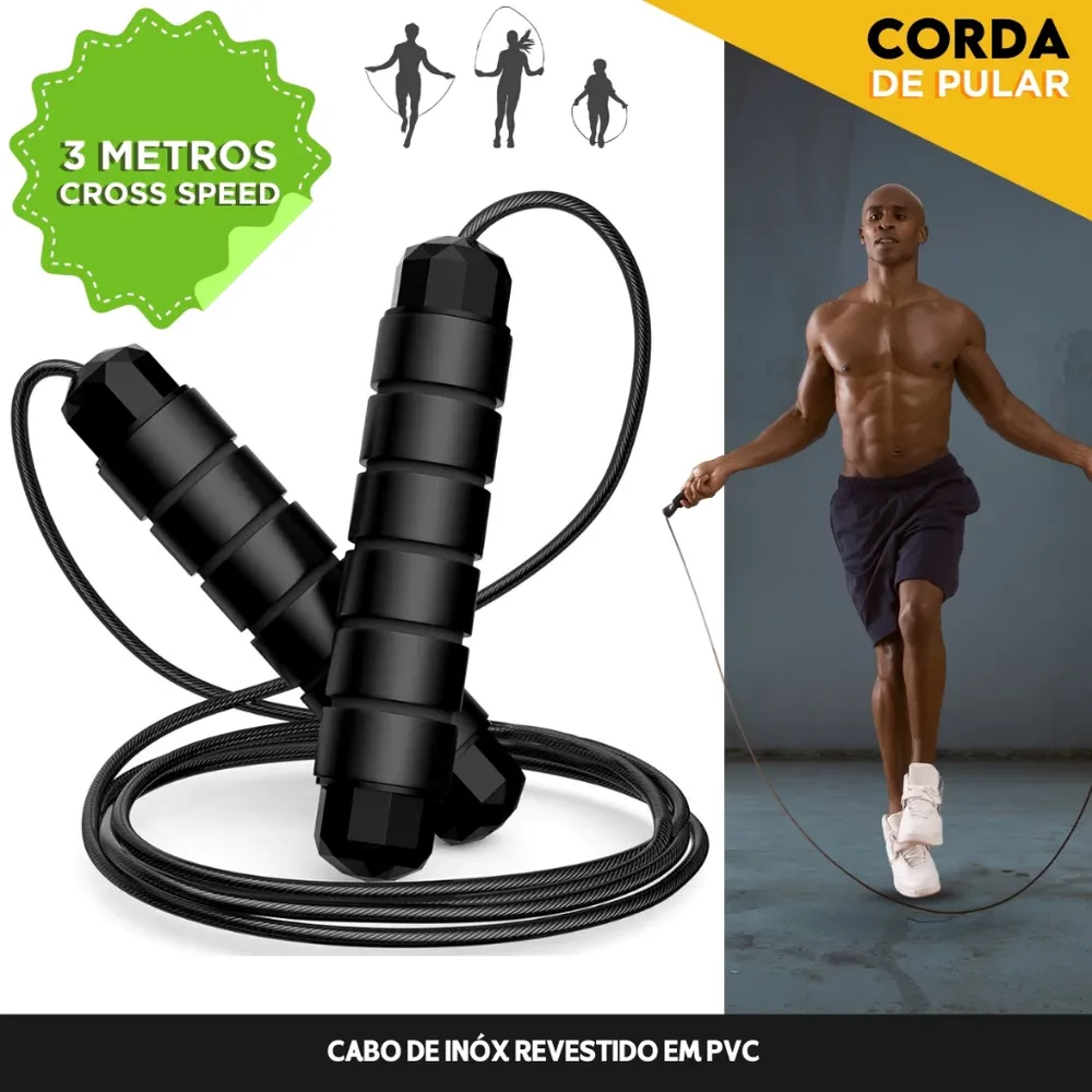 Corda de Pular Crossfit Profissional 3M aço Imagem