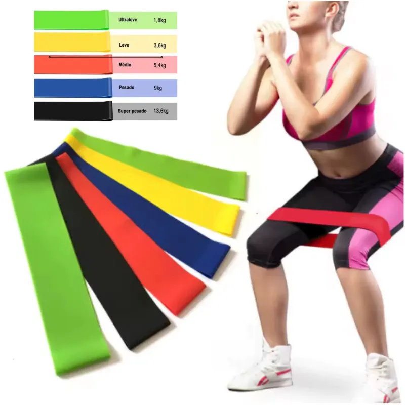 Kit 5 Mini Bands Faixas Funcional Exercícios Fitness Imagem