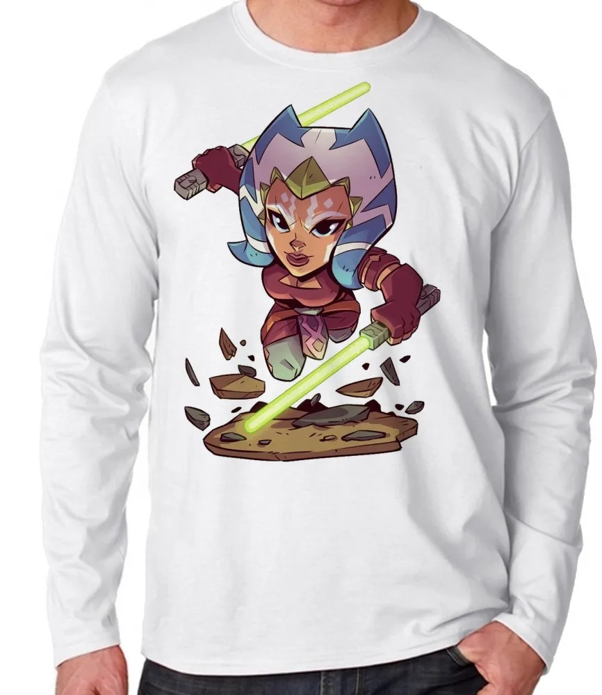 Camiseta manga longa Infantil ou Adulto Ahsoka Jedi Star Wars