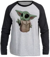 Camiseta manga longa Infantil ou Adulto baby grogu yoda star wars mandalorian - Foto 3