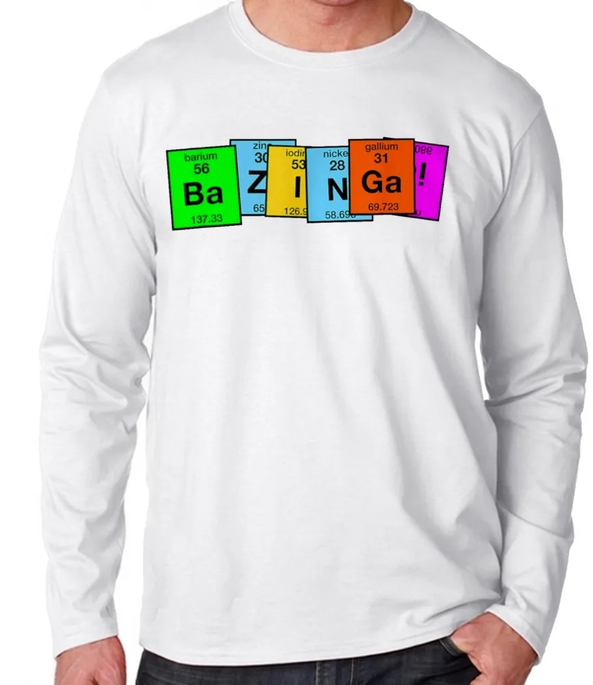 Camiseta manga longa Infantil ou Adulto Bazinga big bang theory tabela