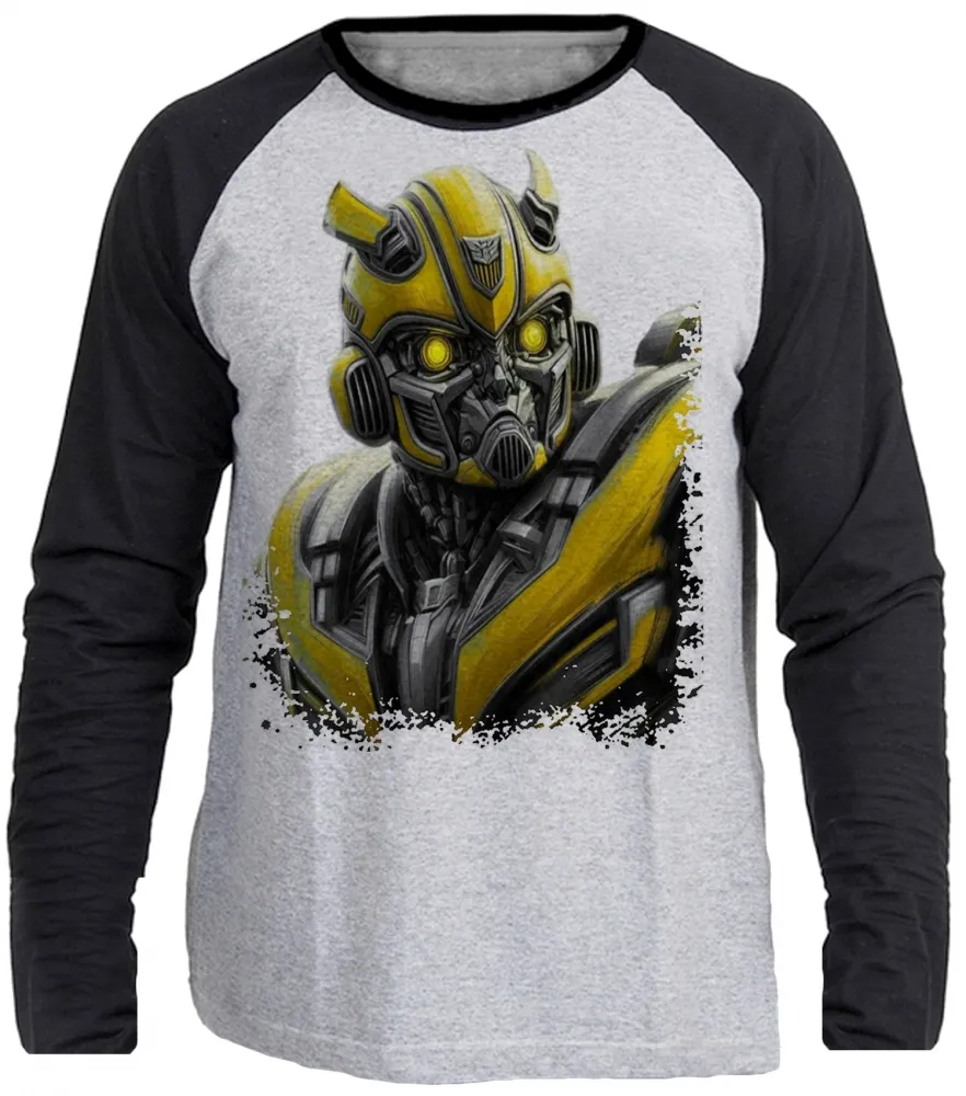 Camiseta manga longa Infantil ou Adulto bumblebee transformers camaro Imagem