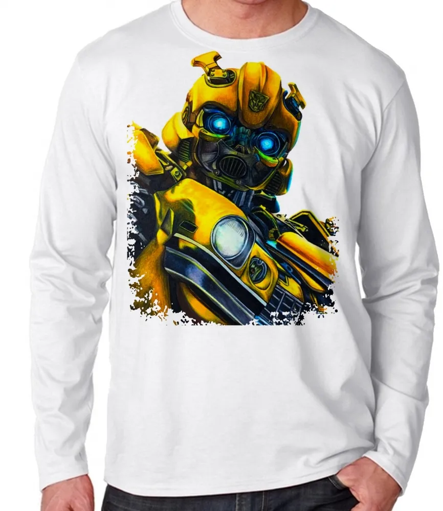 Camiseta manga longa Infantil ou Adulto bumblebee transformers robo carro