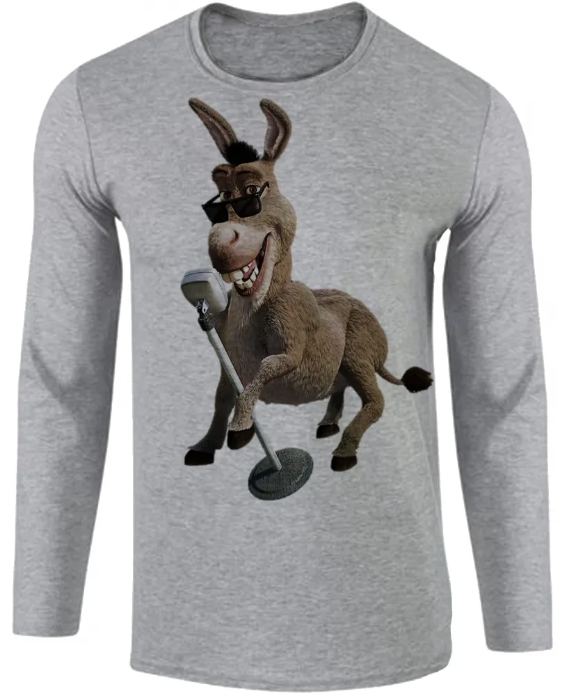 Camiseta manga longa Infantil ou Adulto Burro shrek cantando Imagem