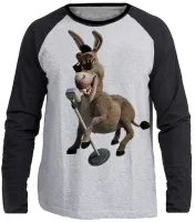 Camiseta manga longa Infantil ou Adulto Burro shrek cantando - Foto 3