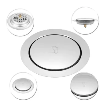 Ralo Click redondo Inteligente 15x15 cm Inox Banheiro Veda Cheiros