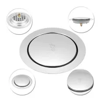Ralo Click redondo Inteligente 15x15 cm Inox Banheiro Veda Cheiros