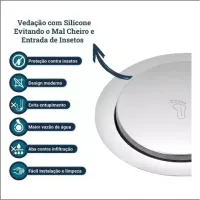 Ralo Click redondo Inteligente 15x15 cm Inox Banheiro Veda Cheiros - Foto 2