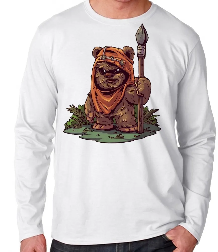 Camiseta manga longa Infantil ou Adulto ewoks urso star wars