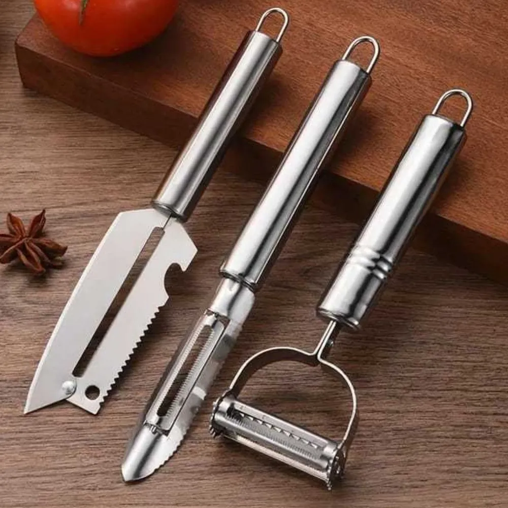 Kit 3 Descascadores Inox Legumes, Frutas Escama Peixe Queijo Imagem