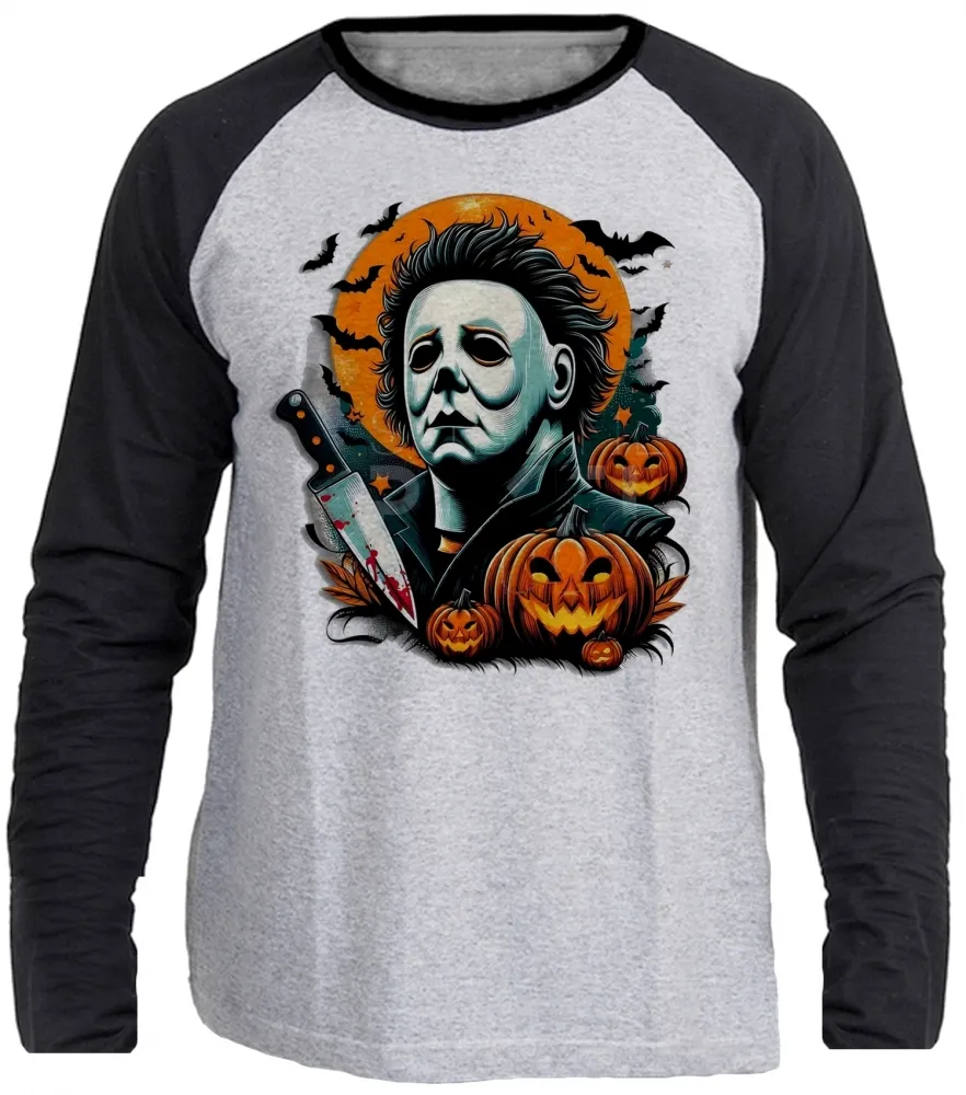 Camiseta manga longa Infantil ou Adulto halloween filme de terror Imagem
