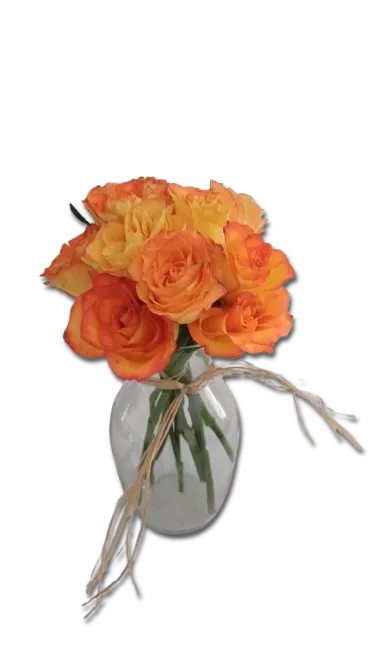 Arranjo em Vaso de Vidro: Rosa Âmbar