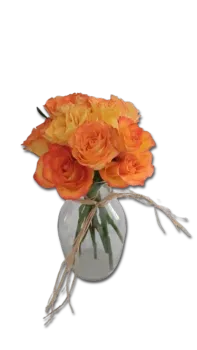 Arranjo em Vaso de Vidro: Rosa Âmbar