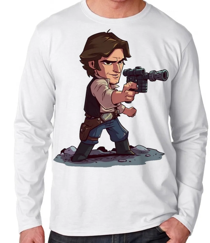 Camiseta manga longa Infantil ou Adulto Han solo star wars Harrison ford Imagem