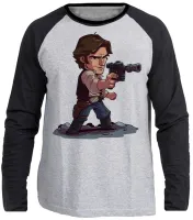 Camiseta manga longa Infantil ou Adulto Han solo star wars Harrison ford - Foto 3