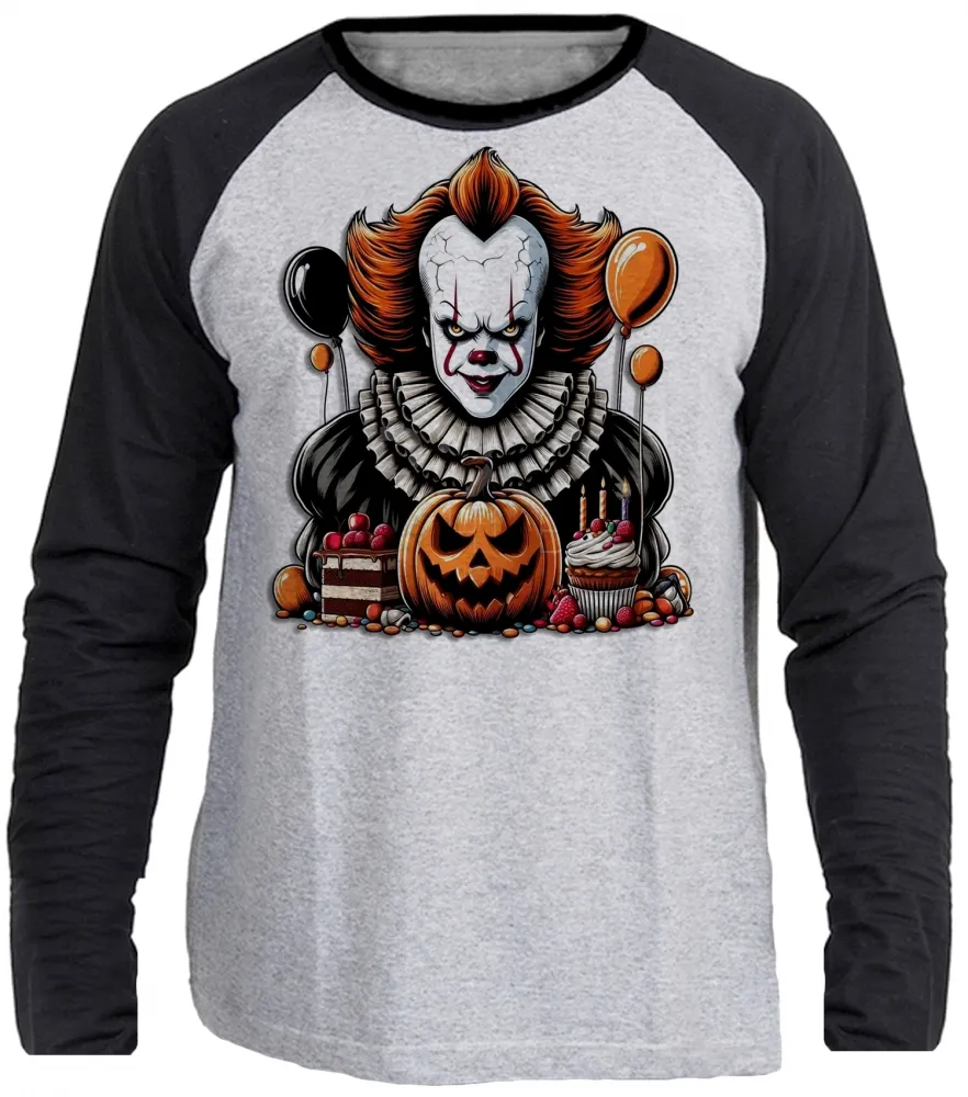 Camiseta manga longa Infantil ou Adulto It a coisa palhaço terror