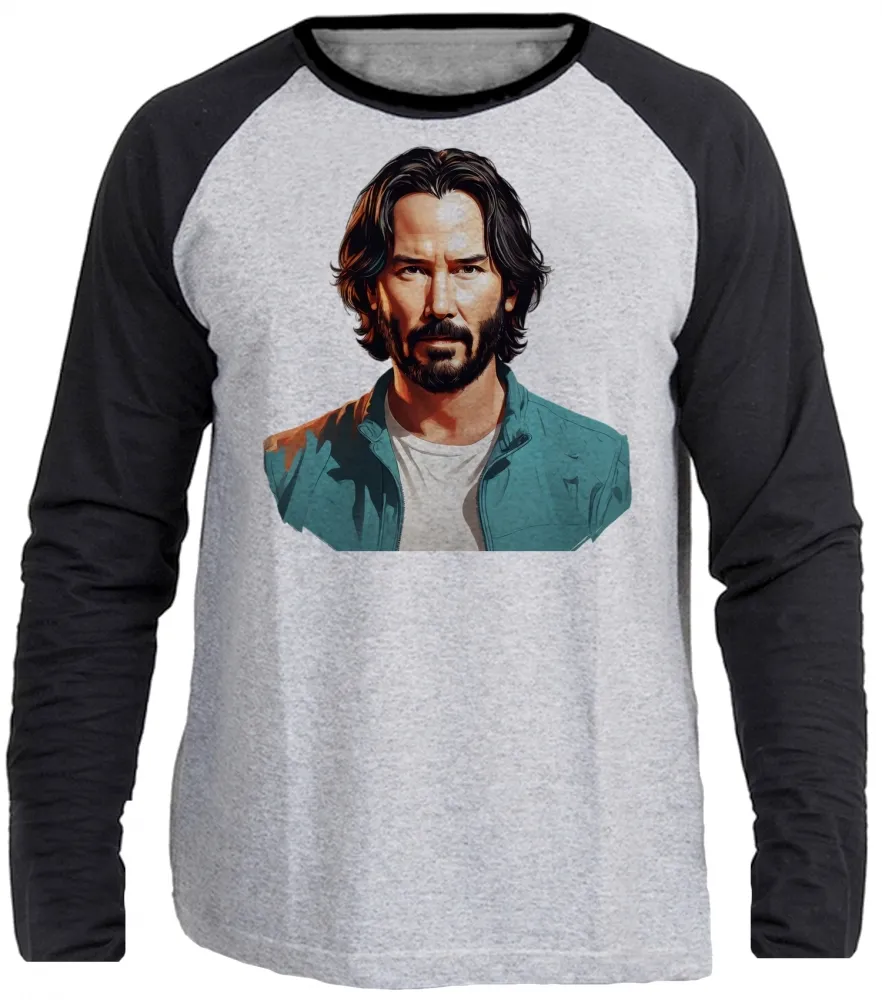 Camiseta manga longa Infantil ou Adulto keanu reeves john wick ator Imagem