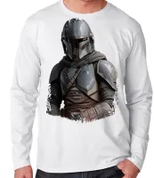 Camiseta manga longa Infantil ou Adulto Mandalorian armadura star wars - Foto 2