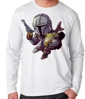 Camiseta manga longa Infantil ou Adulto Mandalorian e baby grogu yoda - Foto 3