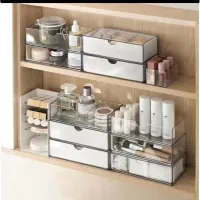 Porta Joias Organizador Acrílico Com 3 Gavetas Aveludada E Divisórias Super Prático e Design Elegante (Bege) - Foto 2