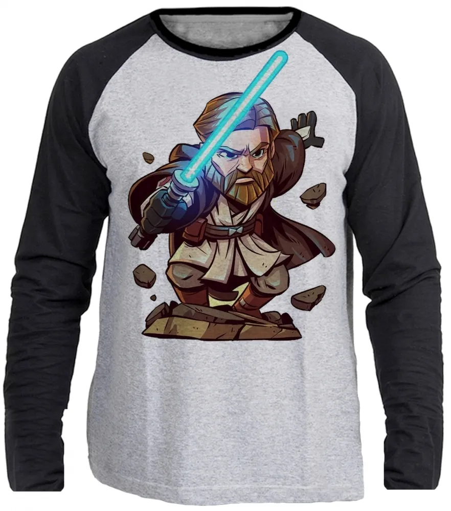 Camiseta manga longa Infantil ou Adulto obi wan kenobi jedi star wars