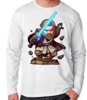 Camiseta manga longa Infantil ou Adulto obi wan kenobi jedi star wars - Foto 3