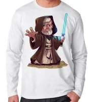 Camiseta manga longa Infantil ou Adulto obi wan kenobi velho star wars - Foto 3