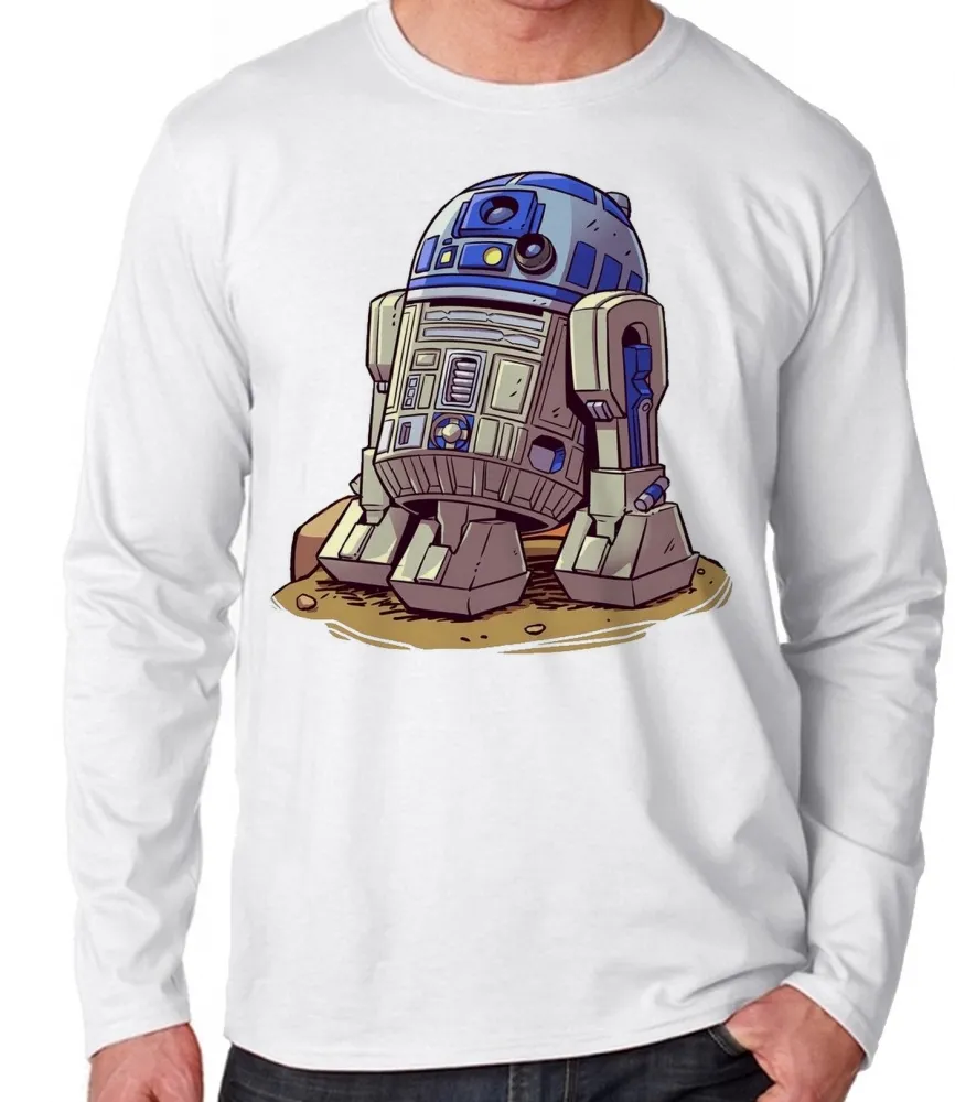 Camiseta manga longa Infantil ou Adulto R2 D2 robo star wars antigo