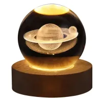 Luminária Decorativa Globo LED Com Interruptor On e Off Lua Via Láctea Sistema Solar Bola De Cristal - Foto 4