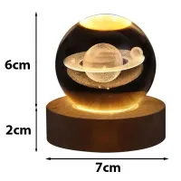 Luminária Decorativa Globo LED Com Interruptor On e Off Lua Via Láctea Sistema Solar Bola De Cristal - Foto 6