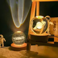 Luminária Decorativa Globo LED Com Interruptor On e Off Lua Via Láctea Sistema Solar Bola De Cristal - Foto 9