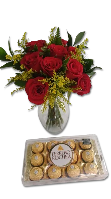 Elegância & Doçura 10 Rosas vermelhas Imagem