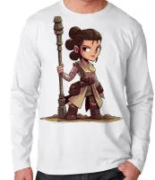 Camiseta manga longa Infantil ou Adulto rey jedi star wars - Foto 2