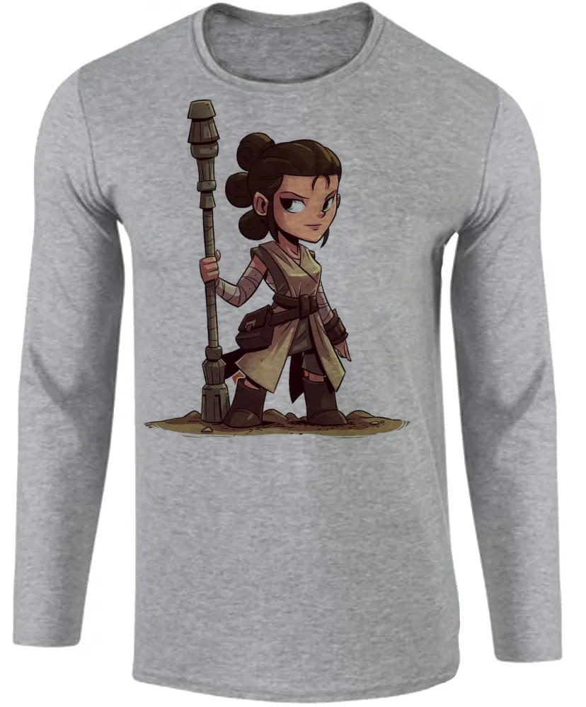 Camiseta manga longa Infantil ou Adulto rey jedi star wars Imagem