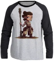 Camiseta manga longa Infantil ou Adulto rey jedi star wars - Foto 3