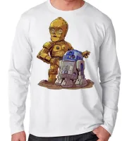 Camiseta manga longa Infantil ou Adulto Robo star wars C 3po r2 d2 - Foto 2