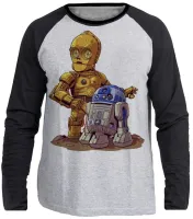 Camiseta manga longa Infantil ou Adulto Robo star wars C 3po r2 d2 - Foto 3
