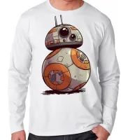 Camiseta manga longa Infantil ou Adulto Star wars bb8 robo darth vader - Foto 3