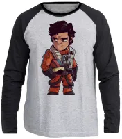 Camiseta manga longa Infantil ou Adulto Star wars piloto Poe Dameron - Foto 3