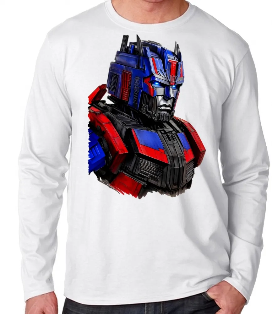 Camiseta manga longa Infantil ou Adulto Transformers optimus prime