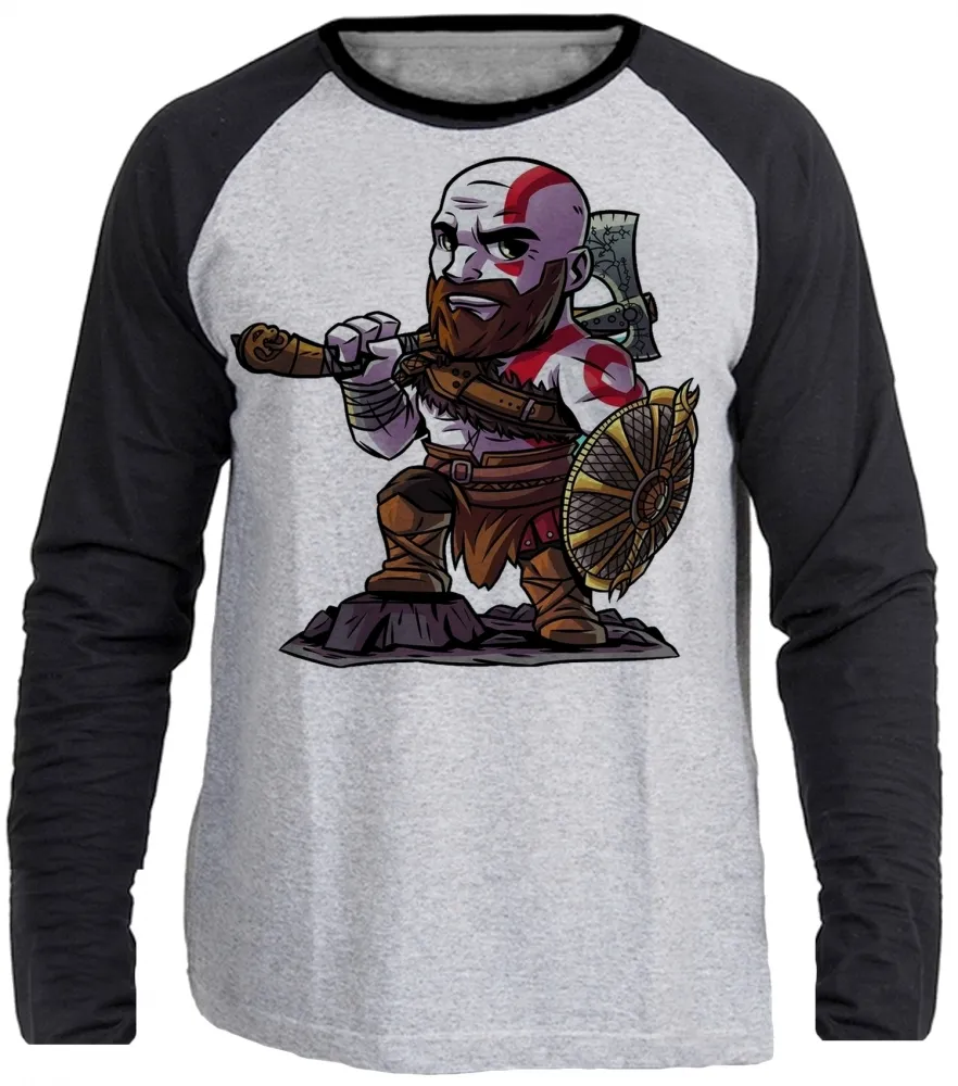 Camiseta manga longa Infantil ou Adulto Kratos Deus da guerra Imagem